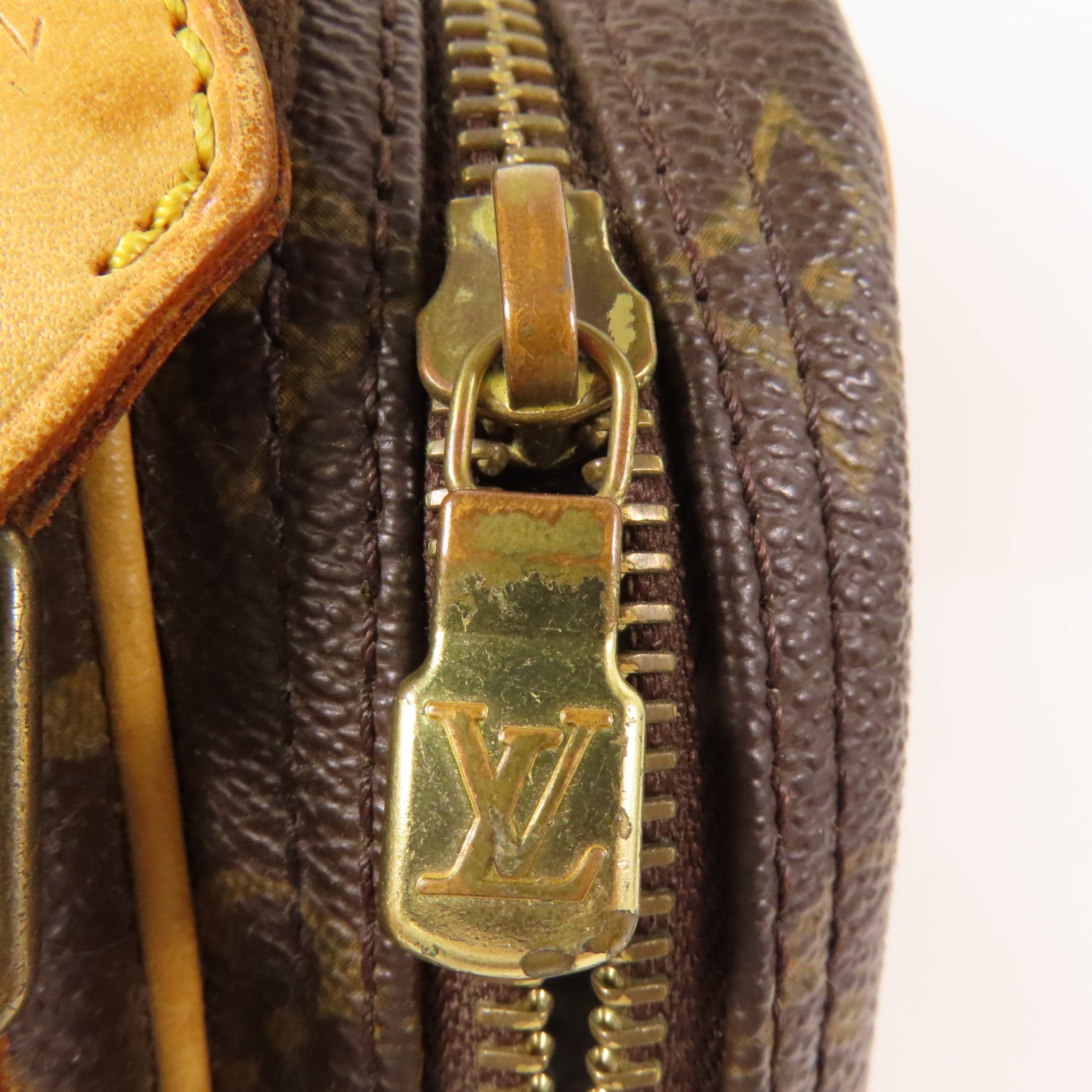 LOUIS VUITTON Monogram Reporter PM金扣肩背袋棕色