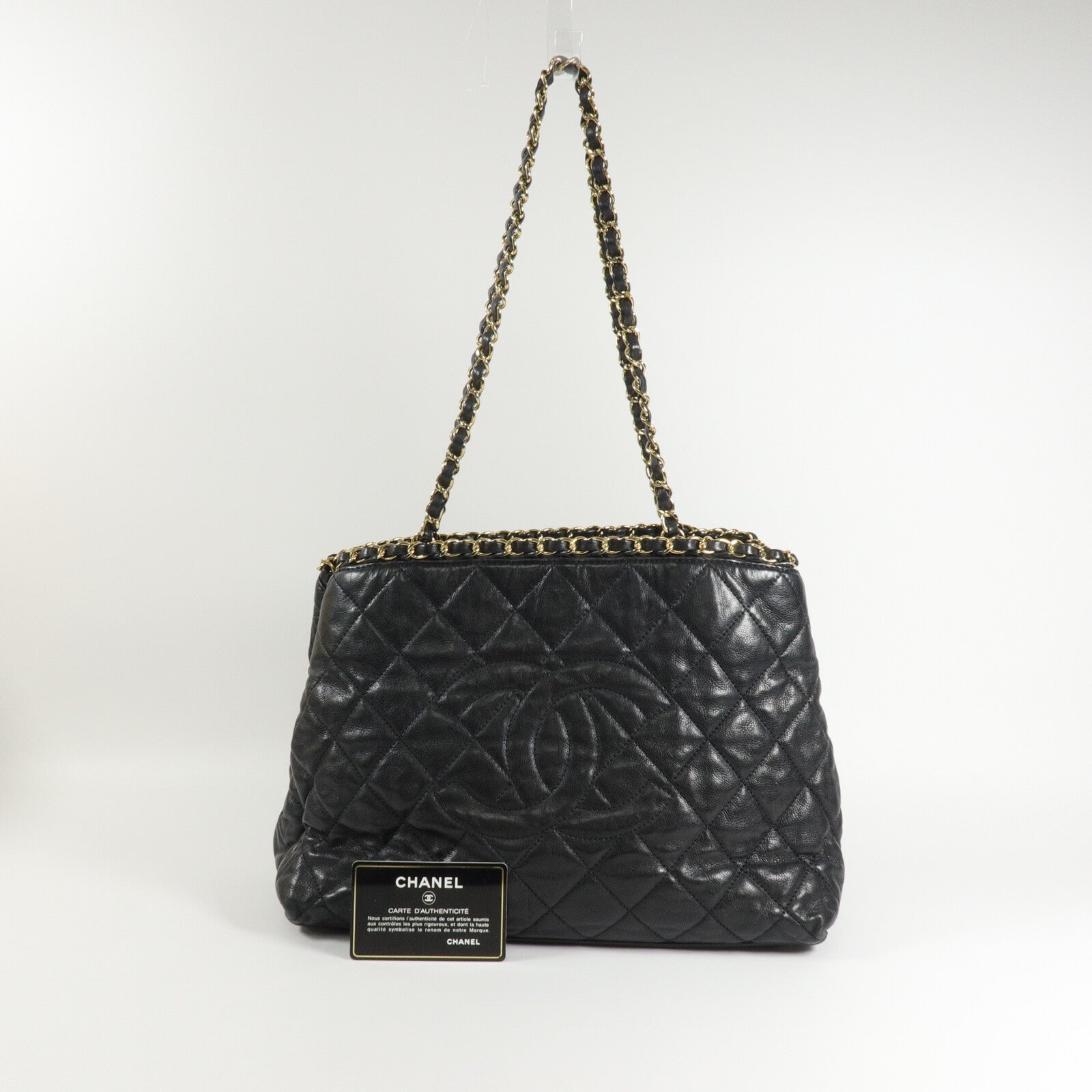 CHANEL 牛皮皮革Chain Me Tote鏈帶肩背袋/手挽袋