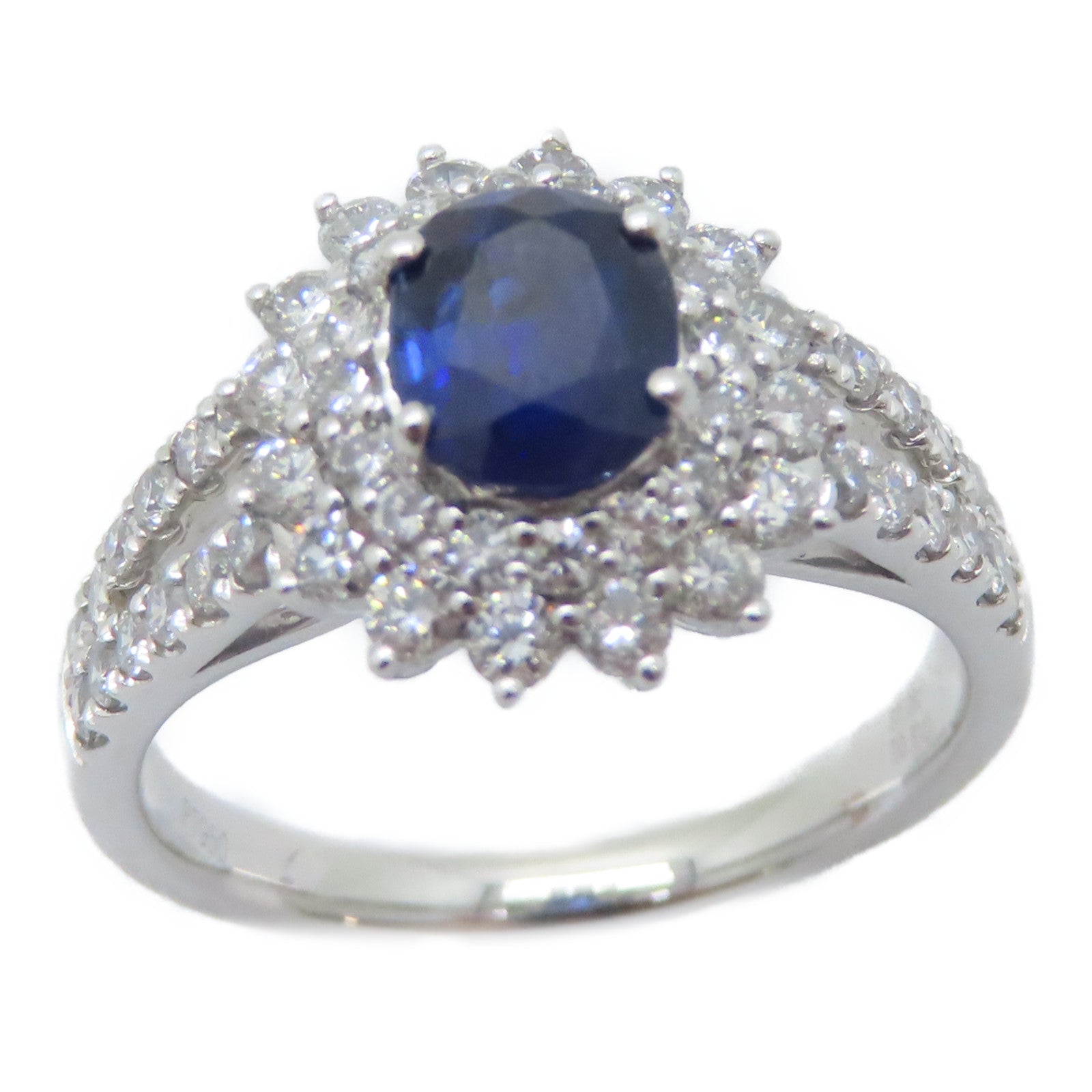 JEWELRY PT950鉑金Sapphire Diamond Ring 1.08ct藍寶石/0.81ct鑽石戒指US#6