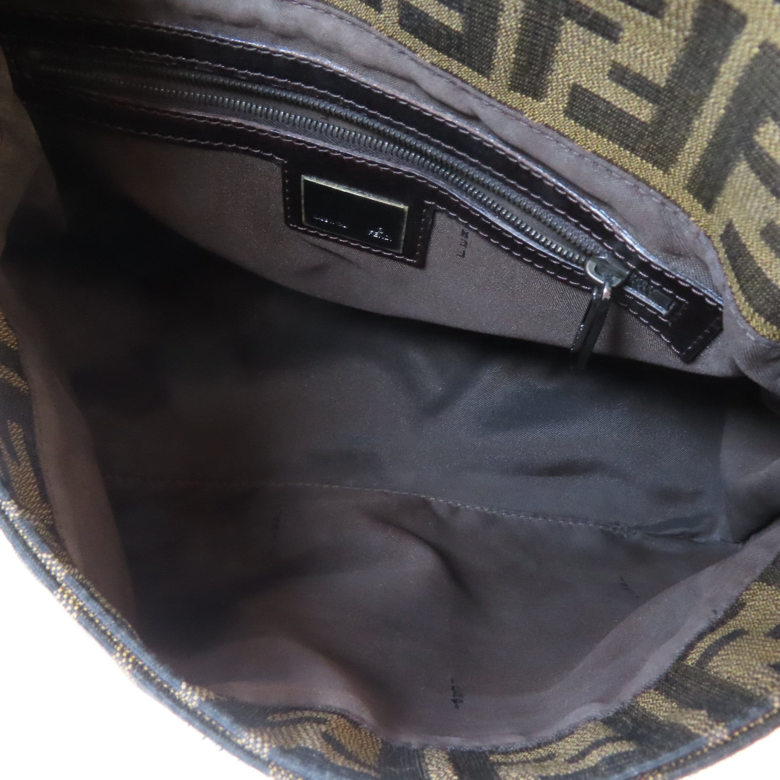 FENDI 帆布Shoulder Bag銀扣肩背袋啡色