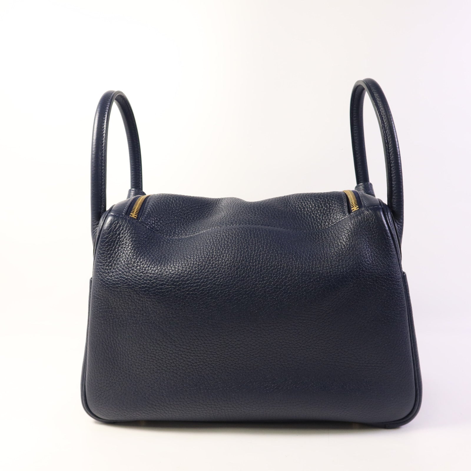 HERMES Clemence皮革Lindy 30金扣手挽肩背兩用袋Bleu Nuit