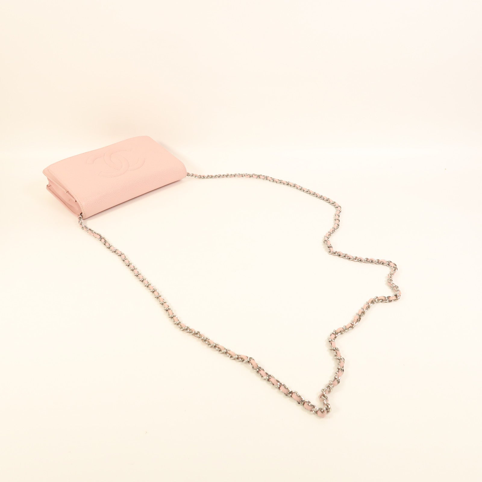 CHANEL 牛皮皮革WOC Wallet On Chain銀扣鏈帶肩背袋