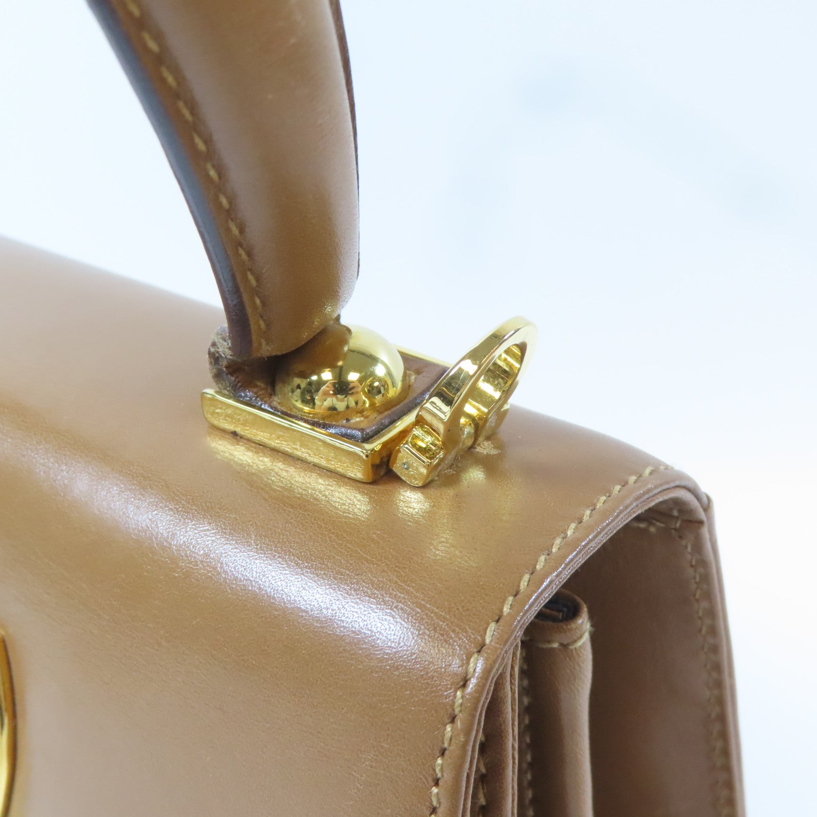 Salvatore Ferragamo 牛皮皮革2 Way Shoulder Bag金扣手挽肩背兩用袋啡色