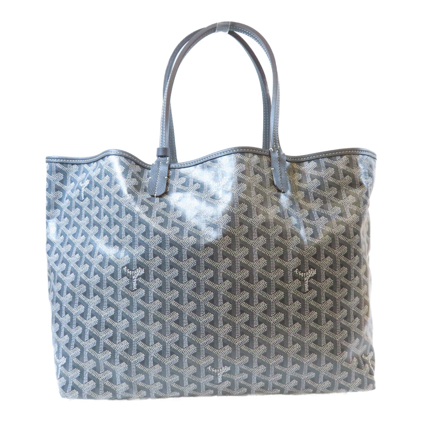 GOYARD 塗層帆布Saint Louis Hulot銀扣手挽袋灰色