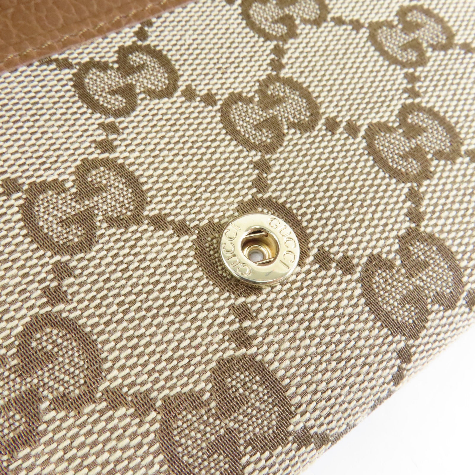GUCCI 帆布Long Wallet金扣長錢包啡色