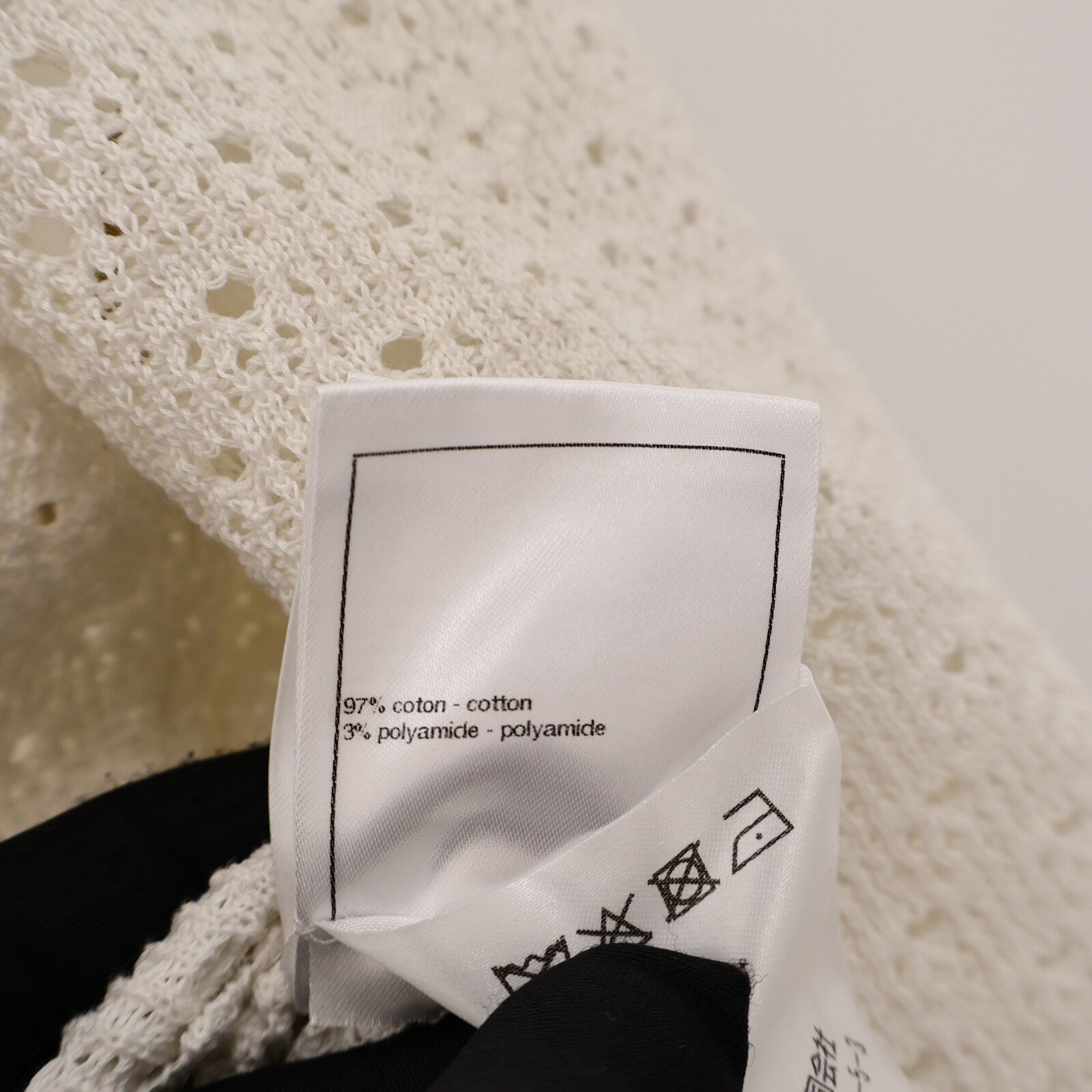 CHANEL Cotton/Polyamide 24P Crochet Cutout Lace Knit Short Sleeve針織