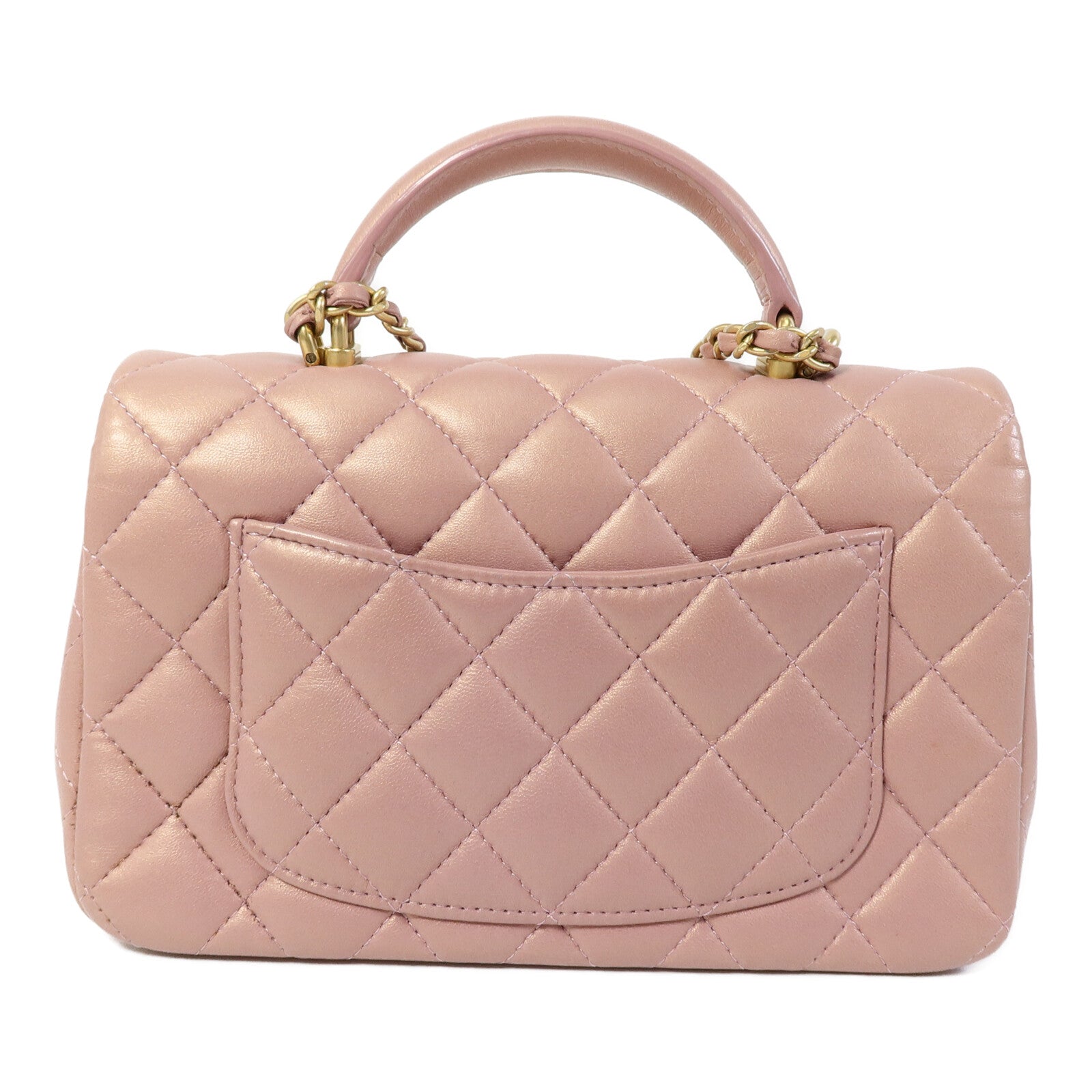 CHANEL 羊皮皮革Mini Flap Bag With Top Handle鏈帶肩背袋