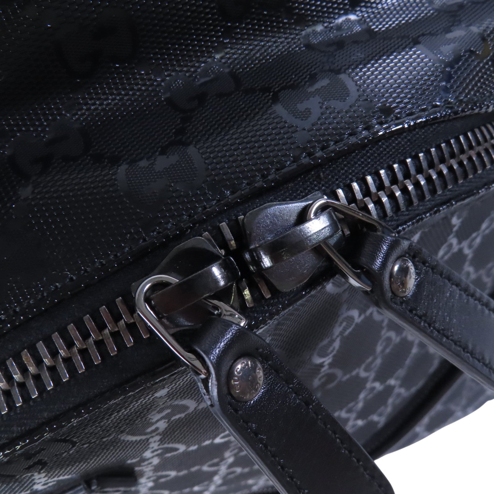 GUCCI 塗層帆布Backpack銀扣背包
