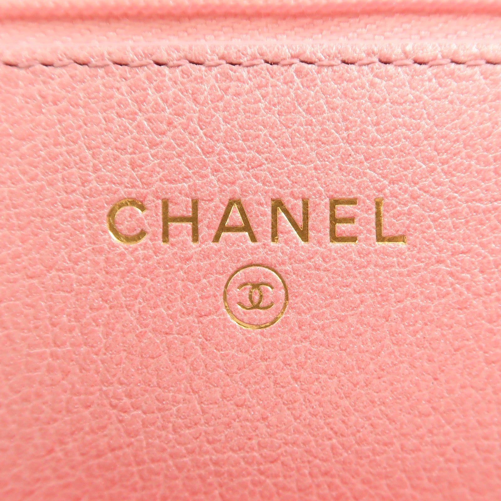 CHANEL CC GHW WOC Wallet On Chain Shoulder Bag Calfskin Leather Pink