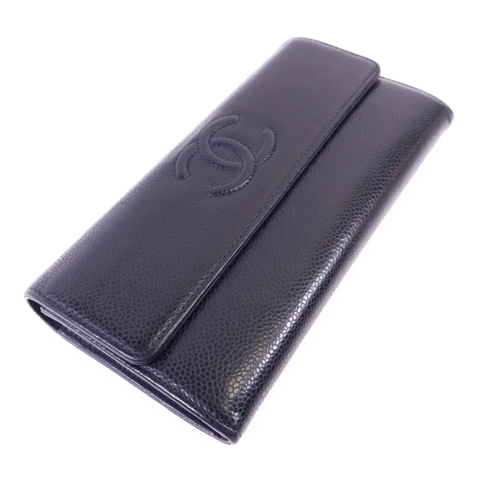 CHANEL 牛皮皮革Long Wallet銀扣長錢包