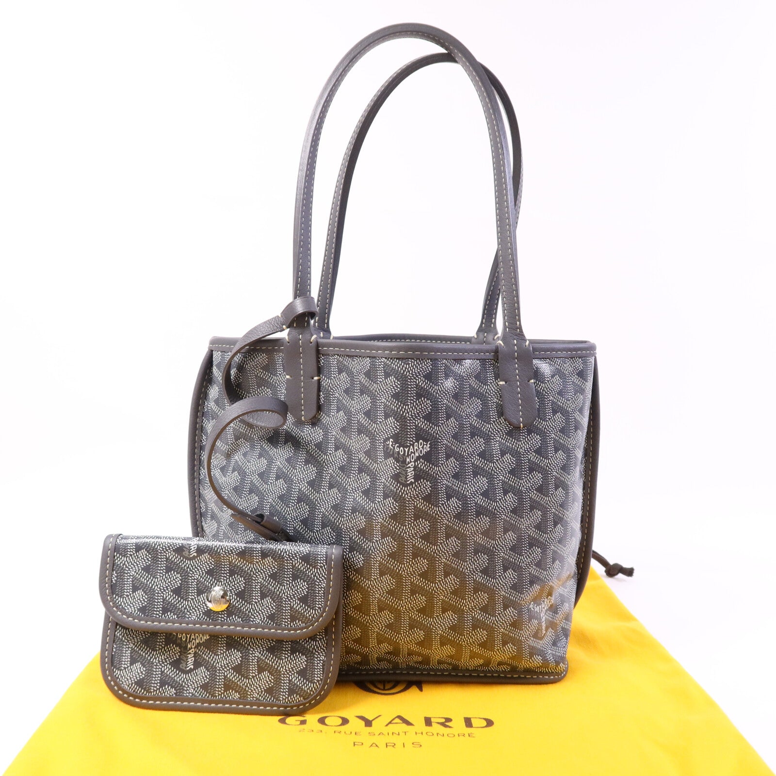 GOYARD 塗層帆布Anjon Mini銀扣手挽袋