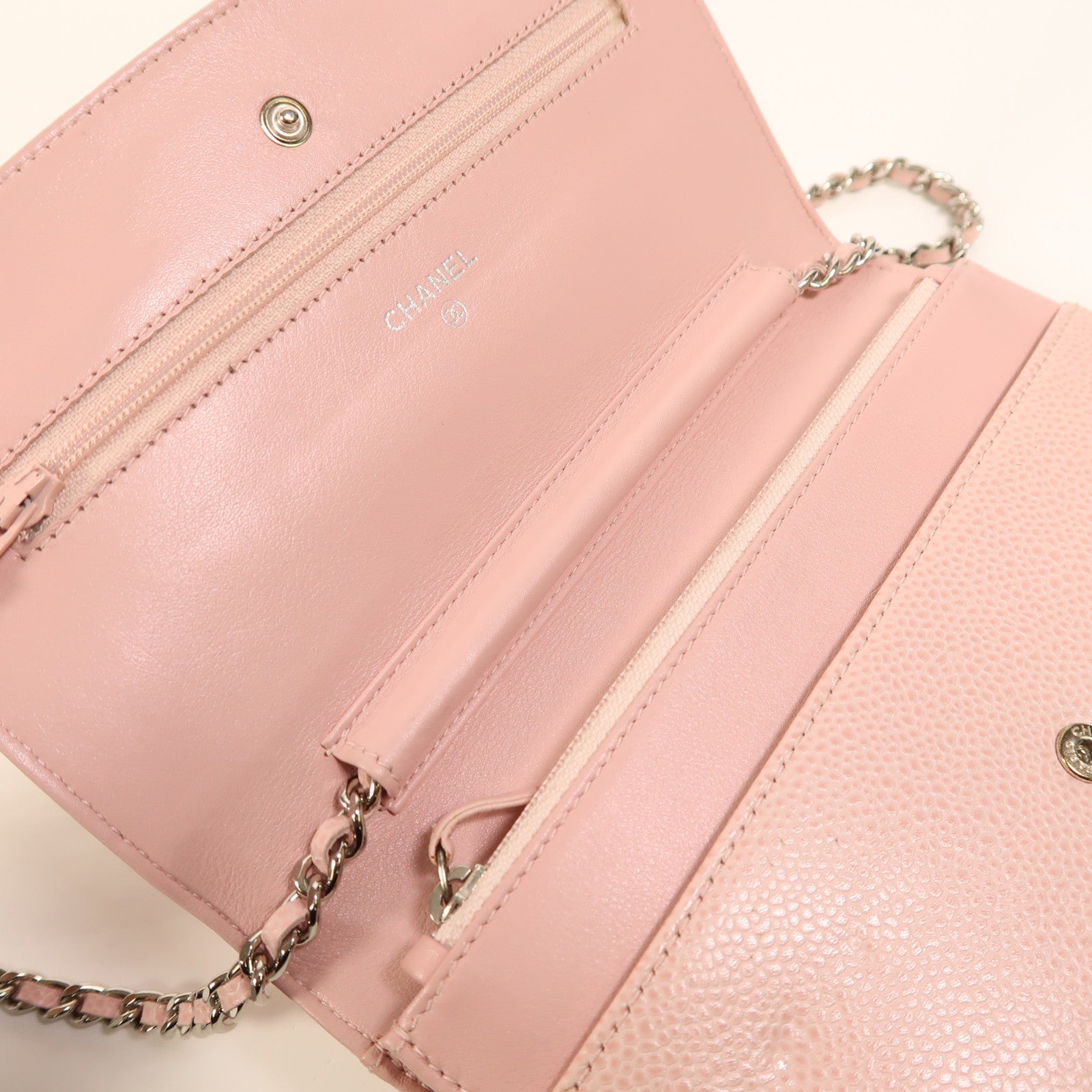CHANEL 牛皮皮革WOC Wallet On Chain銀扣鏈帶肩背袋
