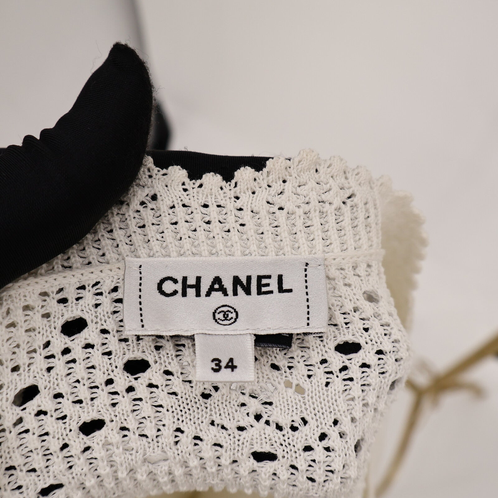 CHANEL Cotton/Polyamide 24P Crochet Cutout Lace Knit Short Sleeve針織