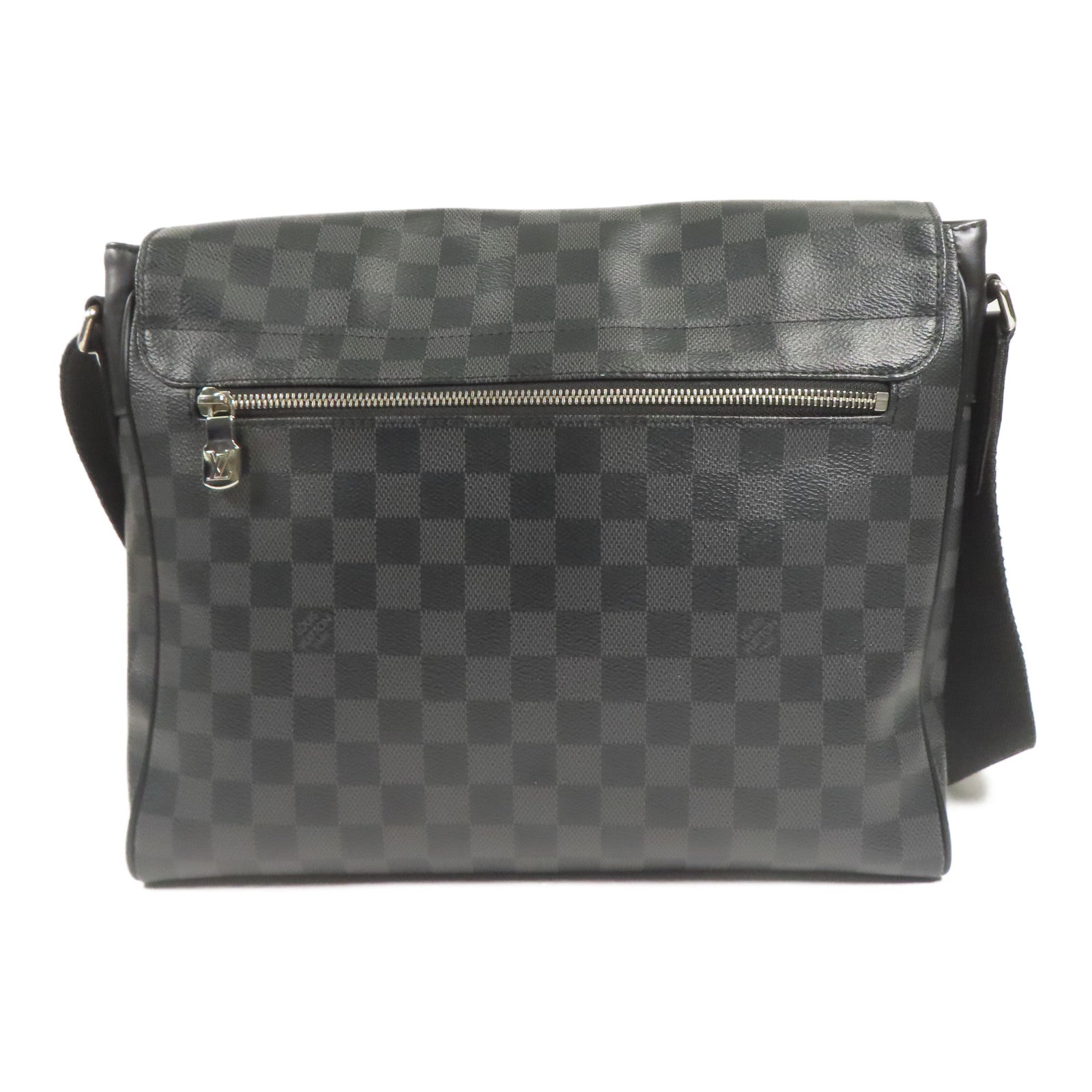 LOUIS VUITTON Damier Graphite District MM銀扣肩背袋