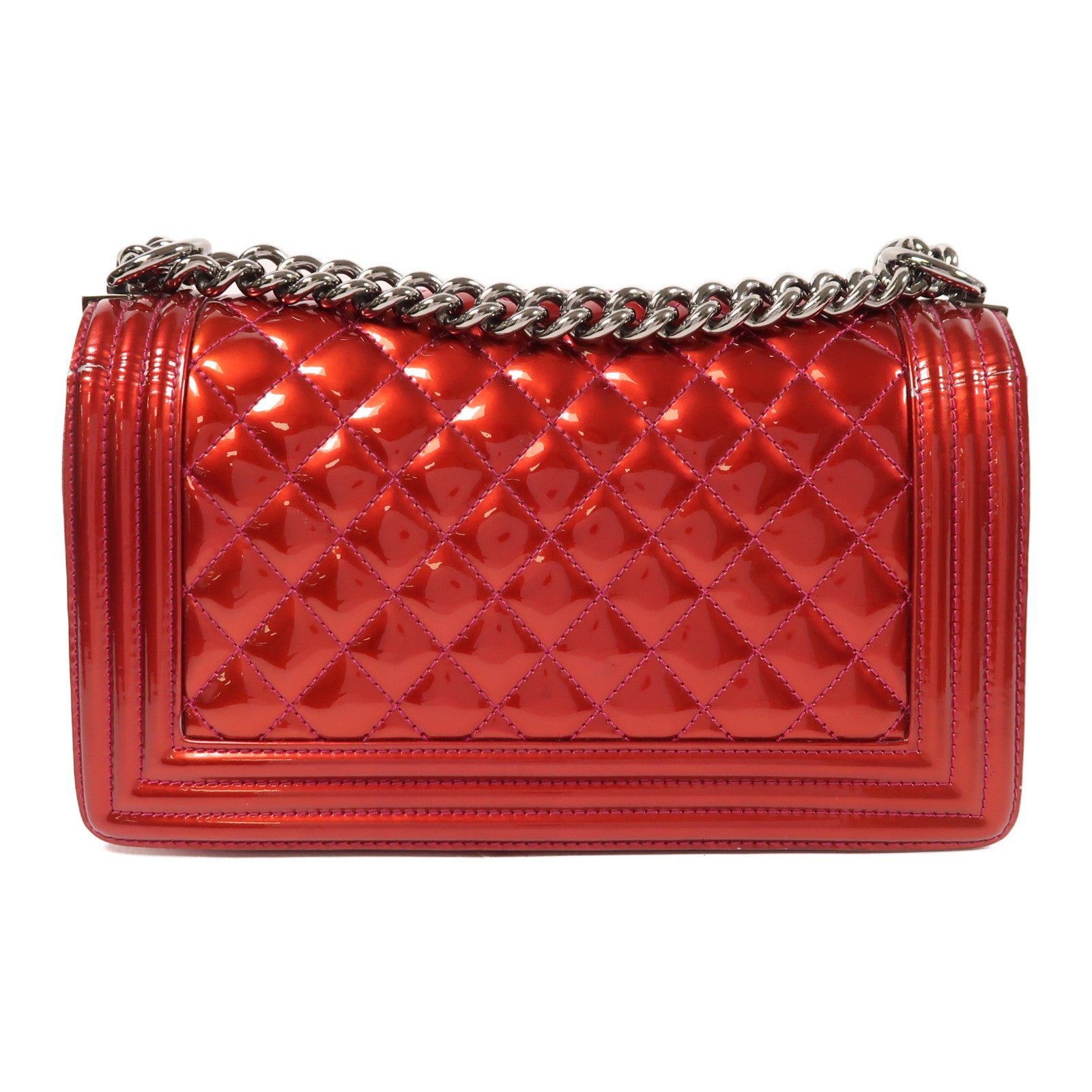 CHANEL 漆皮皮革Boy Chanel鏈帶肩背袋