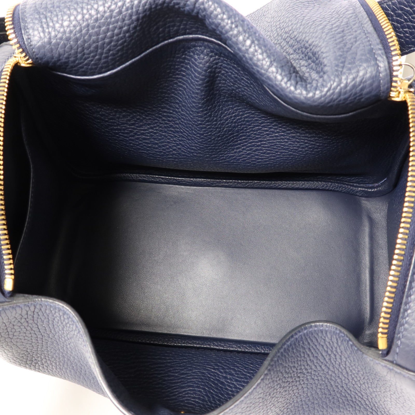 HERMES Clemence皮革Lindy 30金扣手挽肩背兩用袋Bleu Nuit