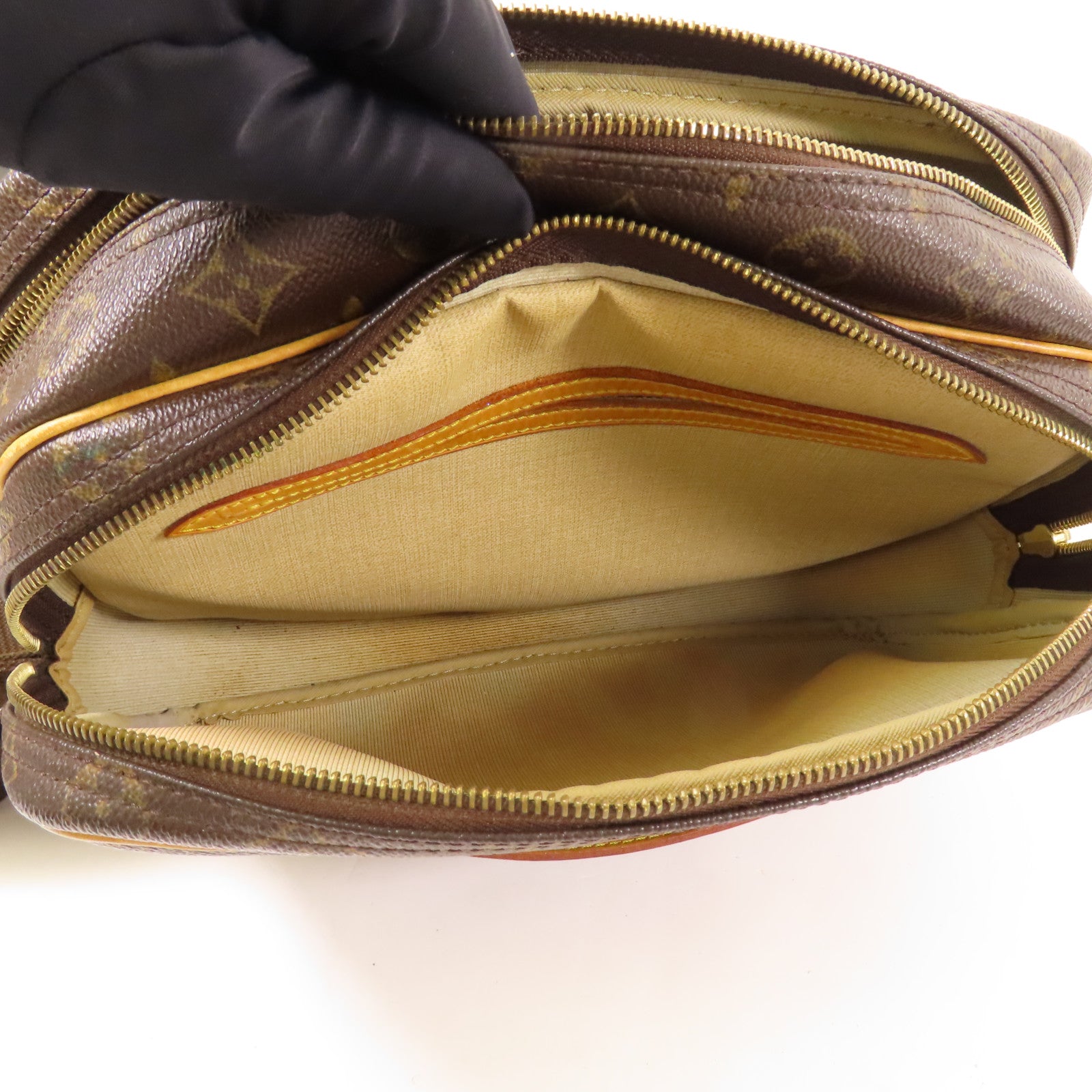 LOUIS VUITTON Monogram Reporter PM金扣肩背袋棕色