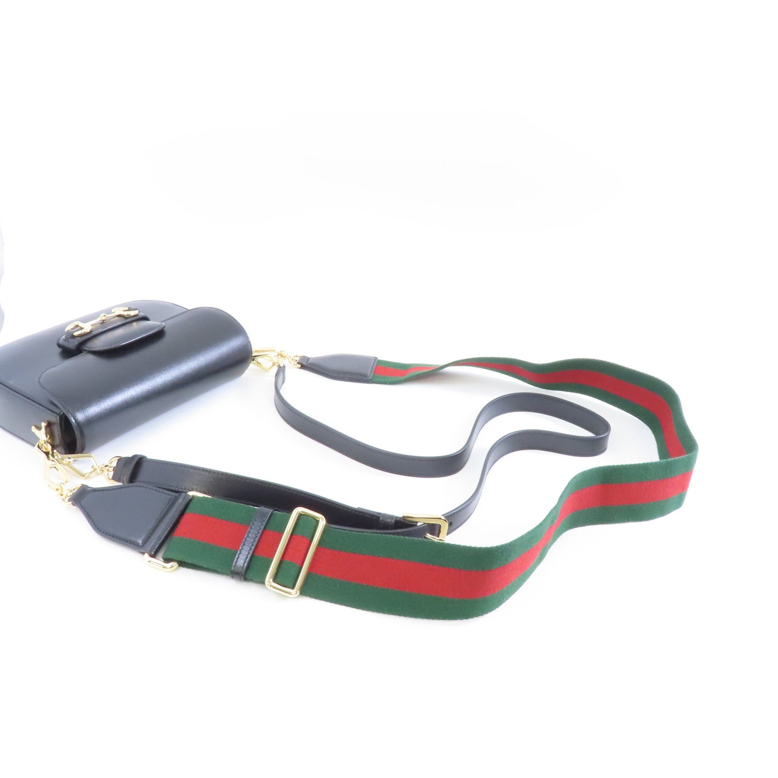 GUCCI 牛皮皮革Horsebit 1955 Mini Bag金扣肩背袋黑色