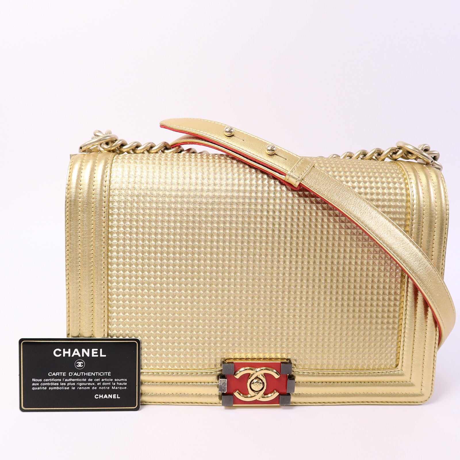 CHANEL 牛皮皮革Boy 30鏈帶肩背袋