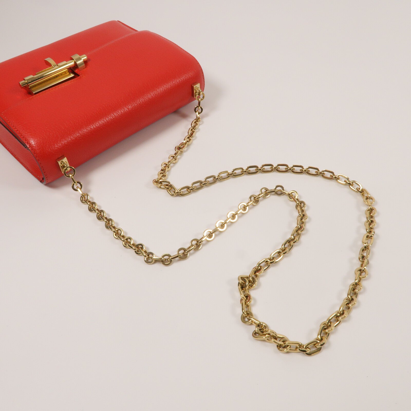 HERMES Chevre皮革Mini Verrou鏈帶肩背袋Rough de Coeur