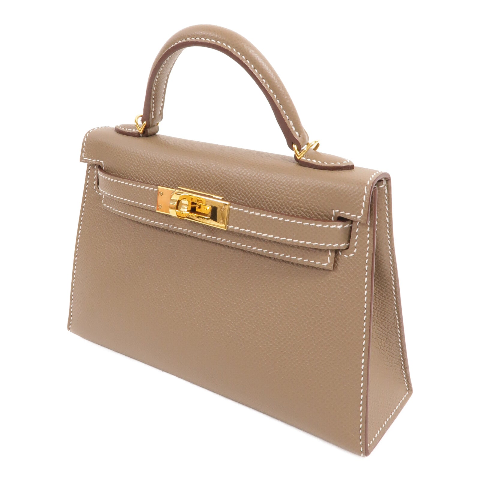 HERMES Epsom皮革Mini Kelly手挽肩背兩用袋Etoupe