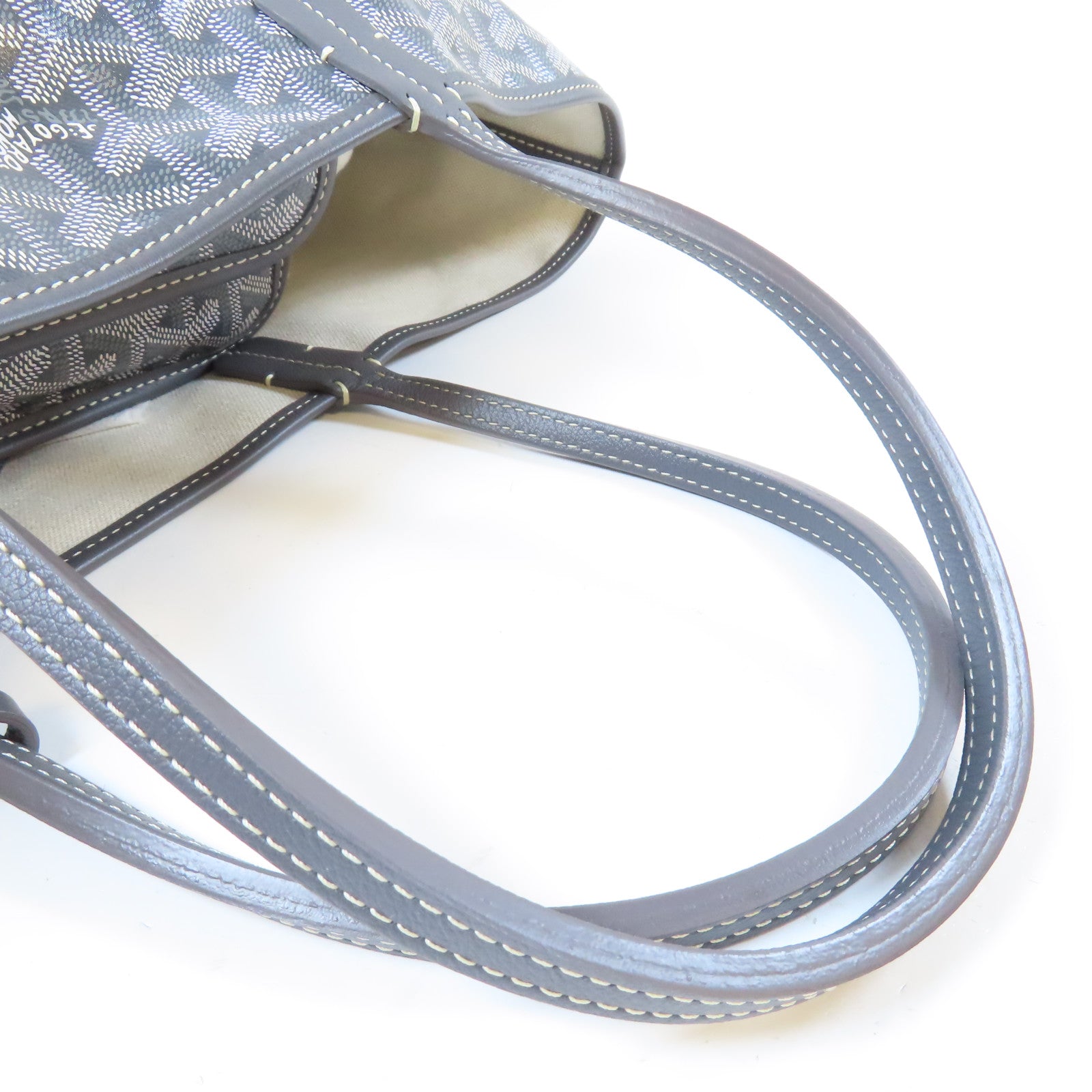 GOYARD 塗層帆布Saint Louis Hulot銀扣手挽袋灰色