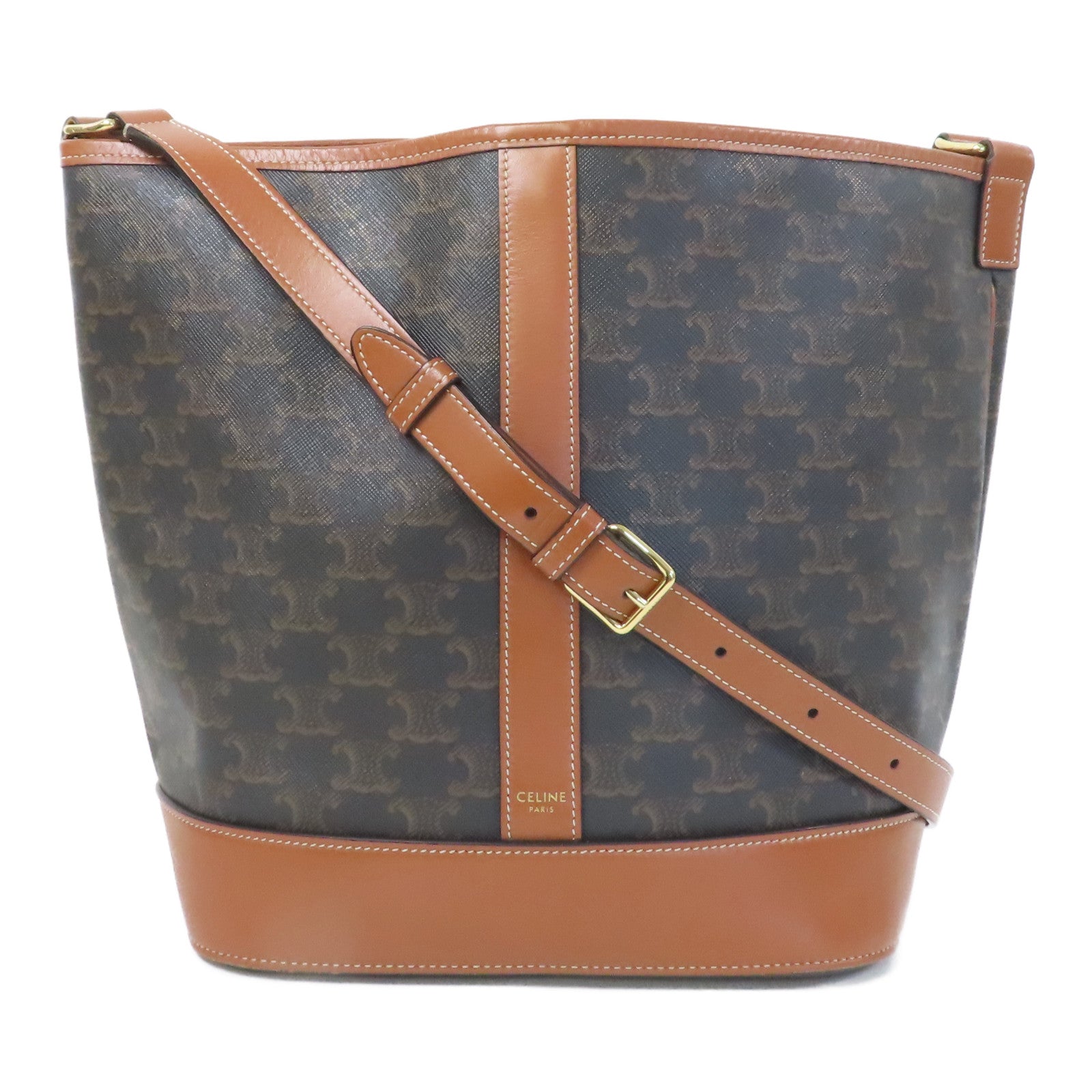CELINE 塗層帆布帆布Bucket Bag金扣肩背袋啡色