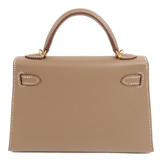 HERMES Epsom皮革Mini Kelly手挽肩背兩用袋Etoupe