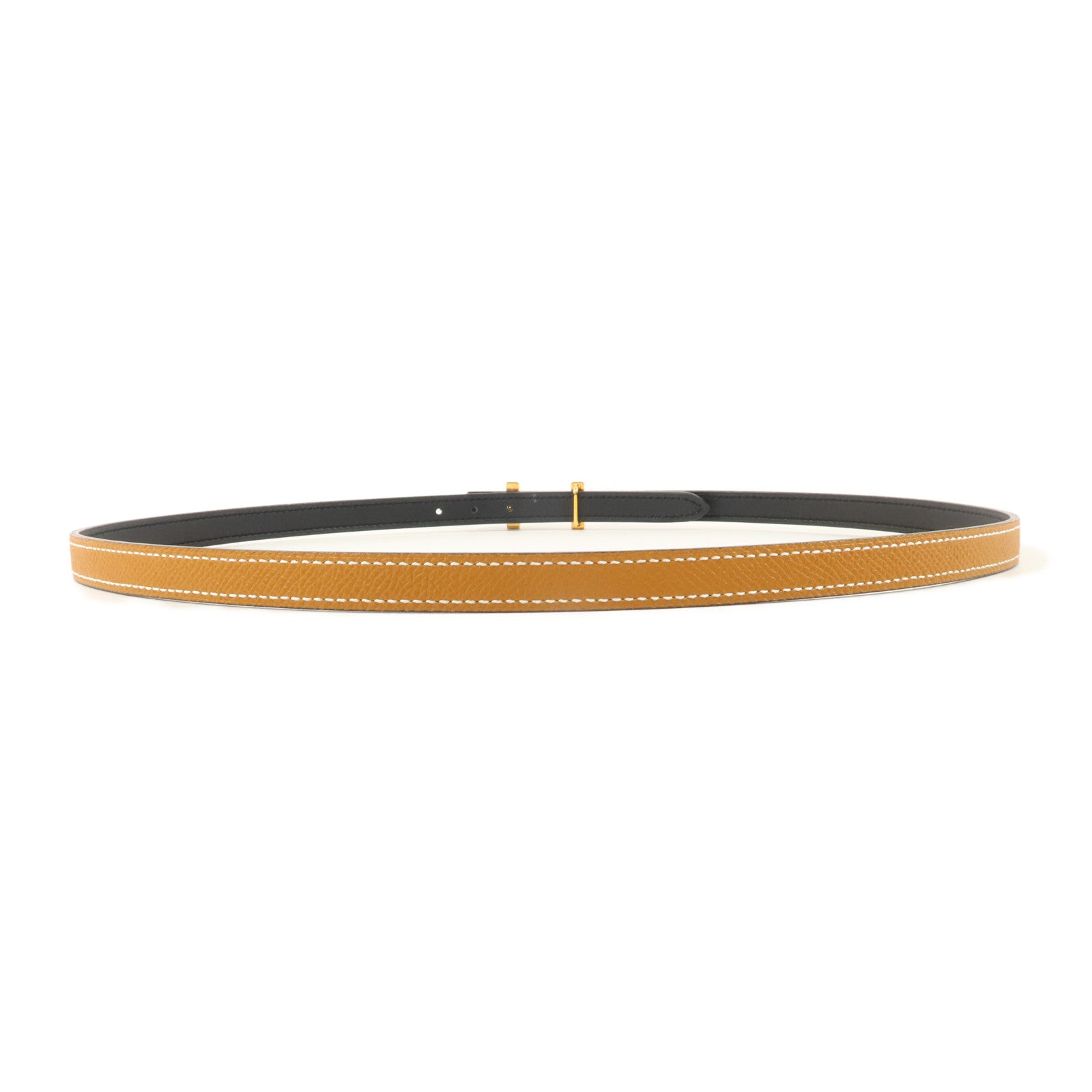 HERMES Epsom皮革/Swift皮革Mini 5382 Splas'H Buckle Reversible Belt皮帶Noir/Gold