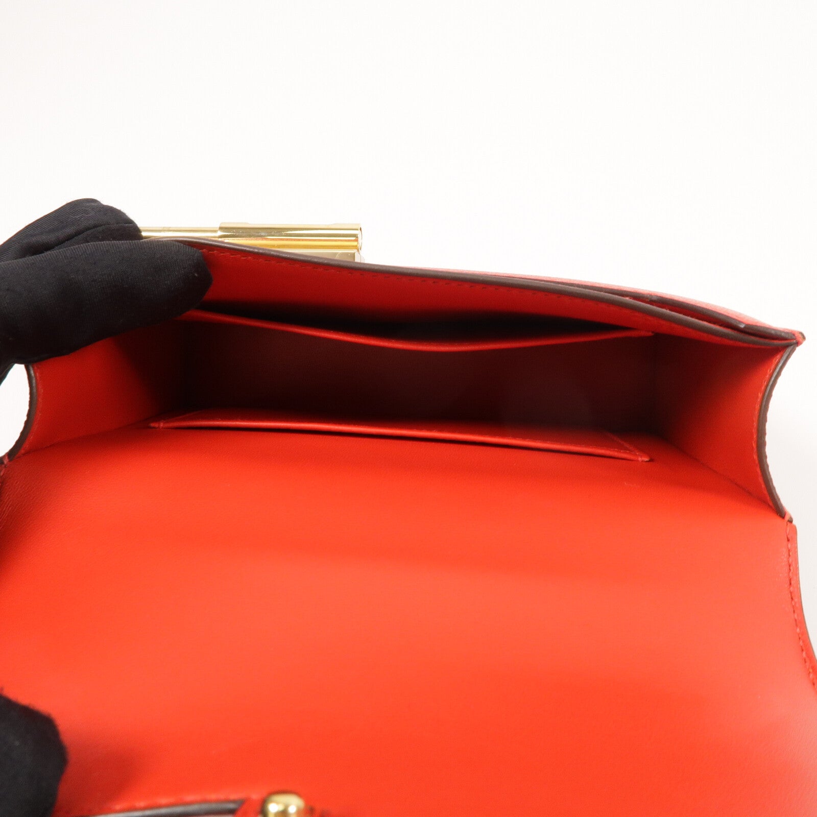 HERMES Chevre皮革Mini Verrou鏈帶肩背袋Rough de Coeur