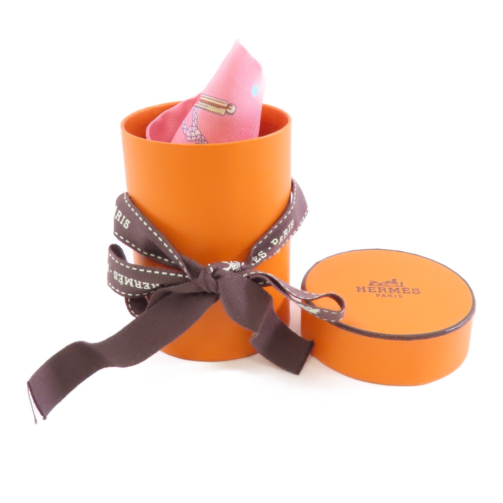 HERMES 絲質Twilly絲巾粉紅色