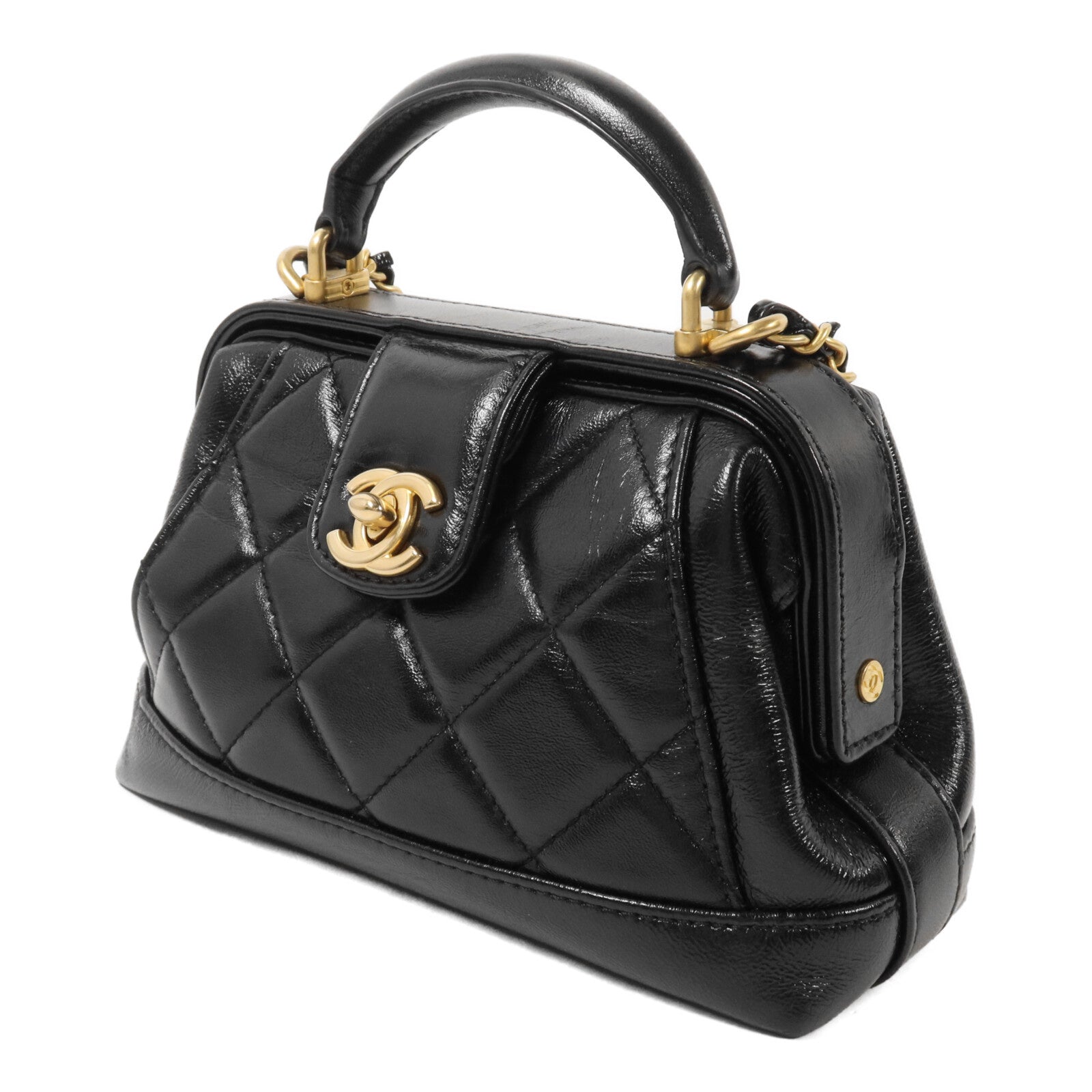 CHANEL 牛皮皮革Mini Bag With Top Handle鏈帶手挽肩背兩用袋