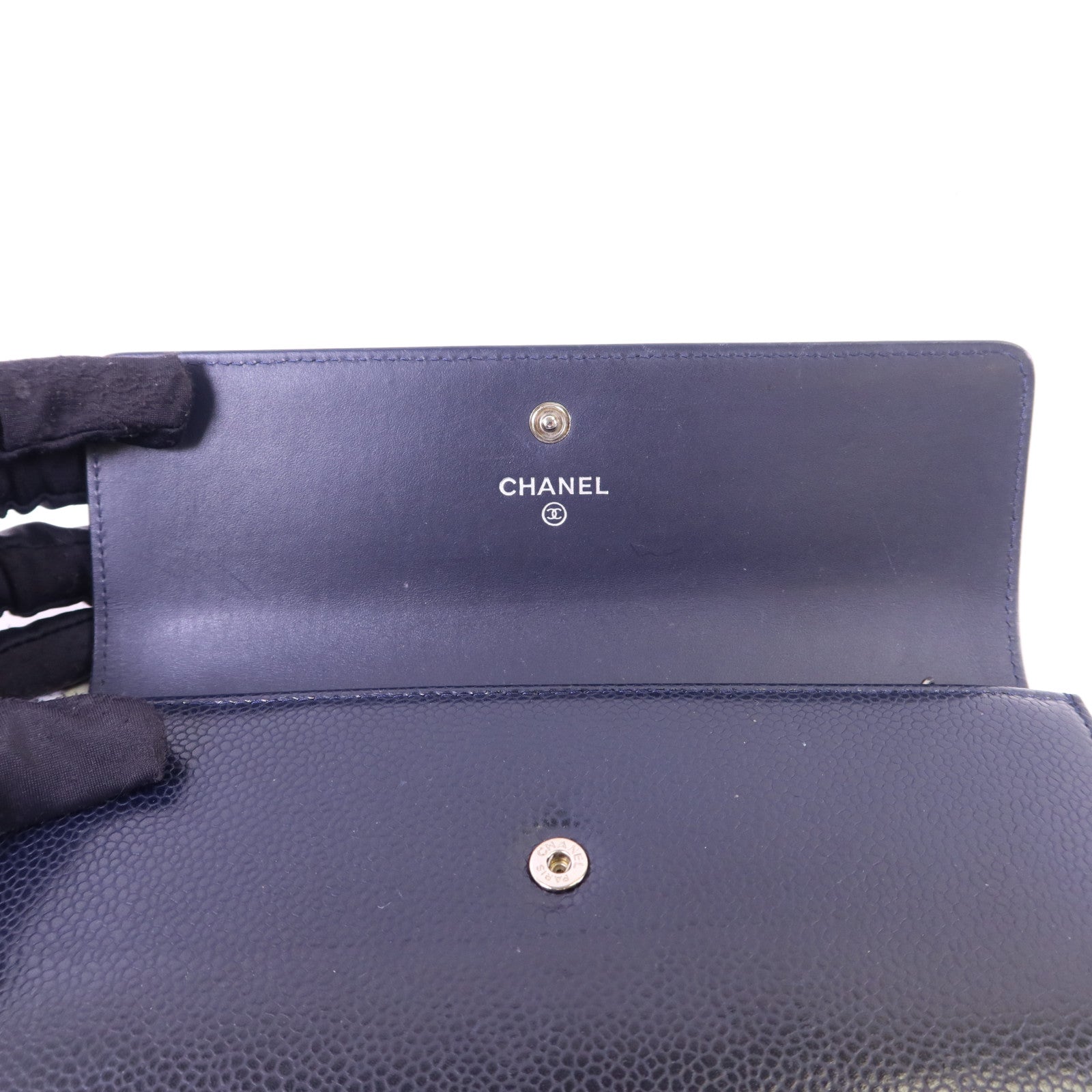 CHANEL 牛皮皮革Long Wallet銀扣長錢包