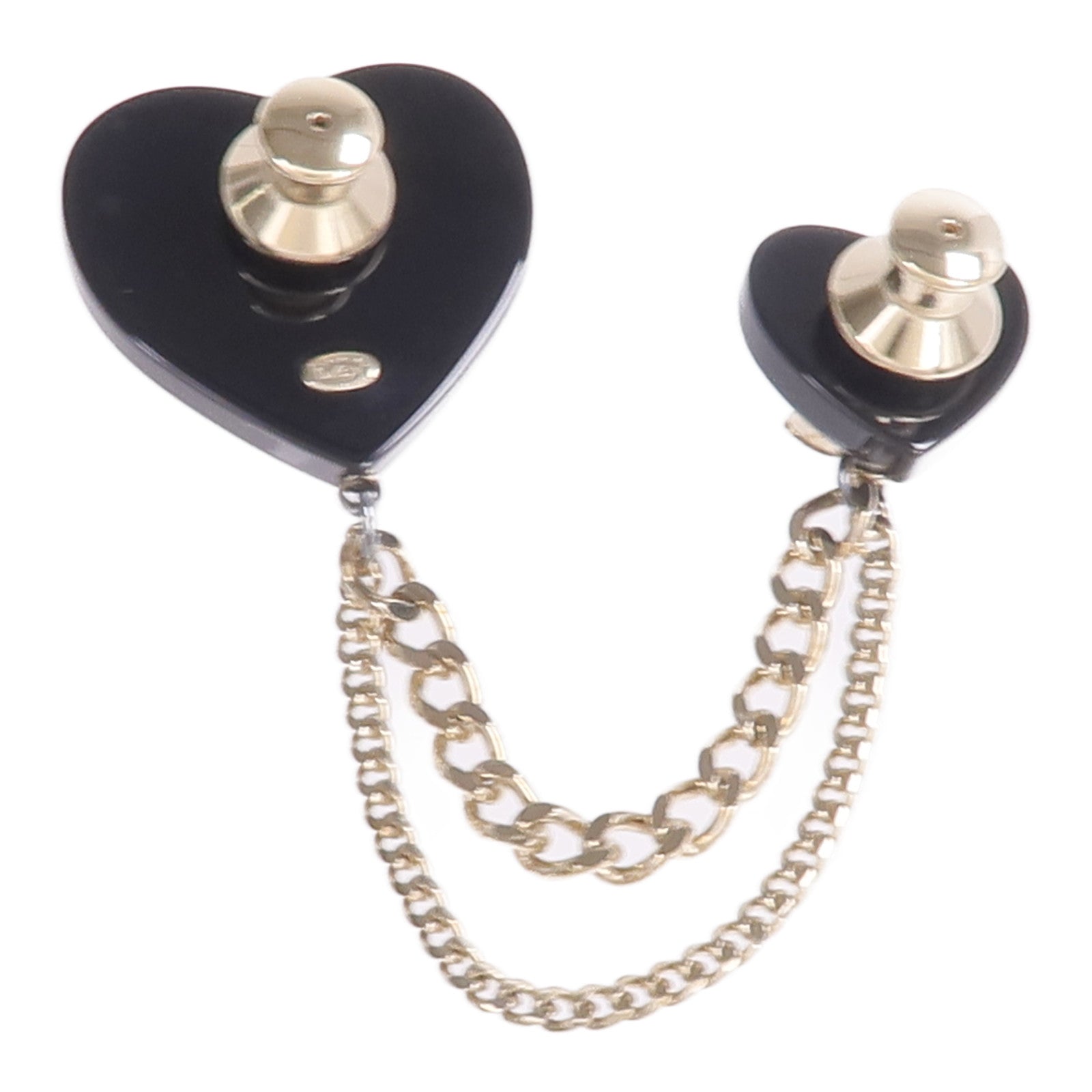 CHANEL 金屬/樹脂Black Heart CC Chain Brooch胸針