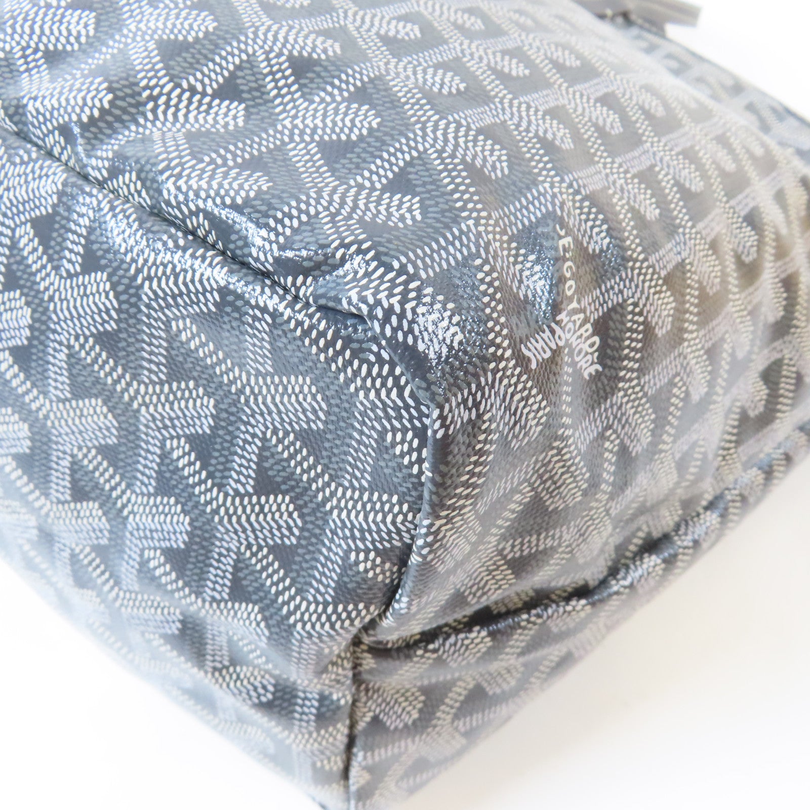 GOYARD 塗層帆布Saint Louis Hulot銀扣手挽袋灰色