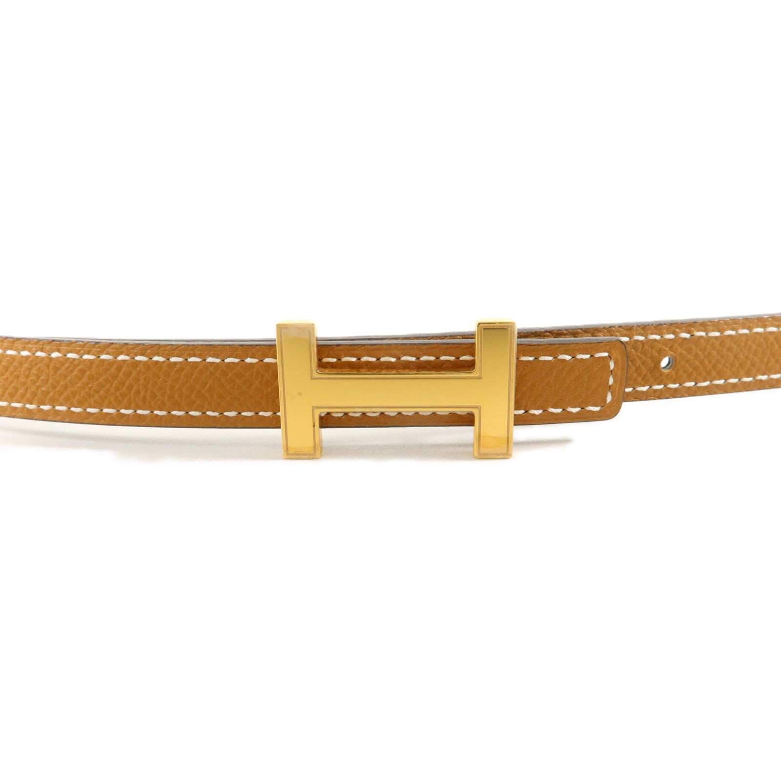 HERMES Epsom皮革/Swift皮革Mini 5382 Splas'H Buckle Reversible Belt皮帶Noir/Gold