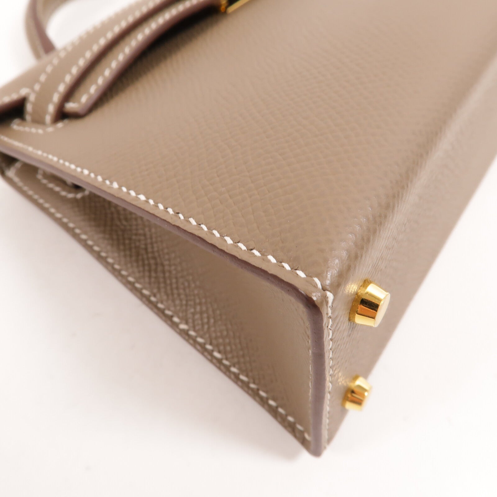 HERMES Epsom皮革Mini Kelly手挽肩背兩用袋Etoupe