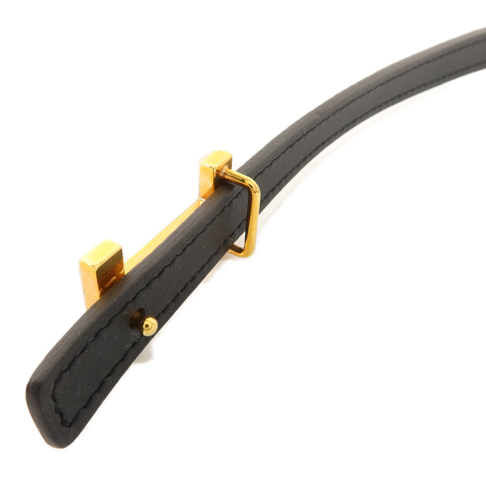 HERMES Epsom皮革/Swift皮革Mini 5382 Splas'H Buckle Reversible Belt皮帶Noir/Gold