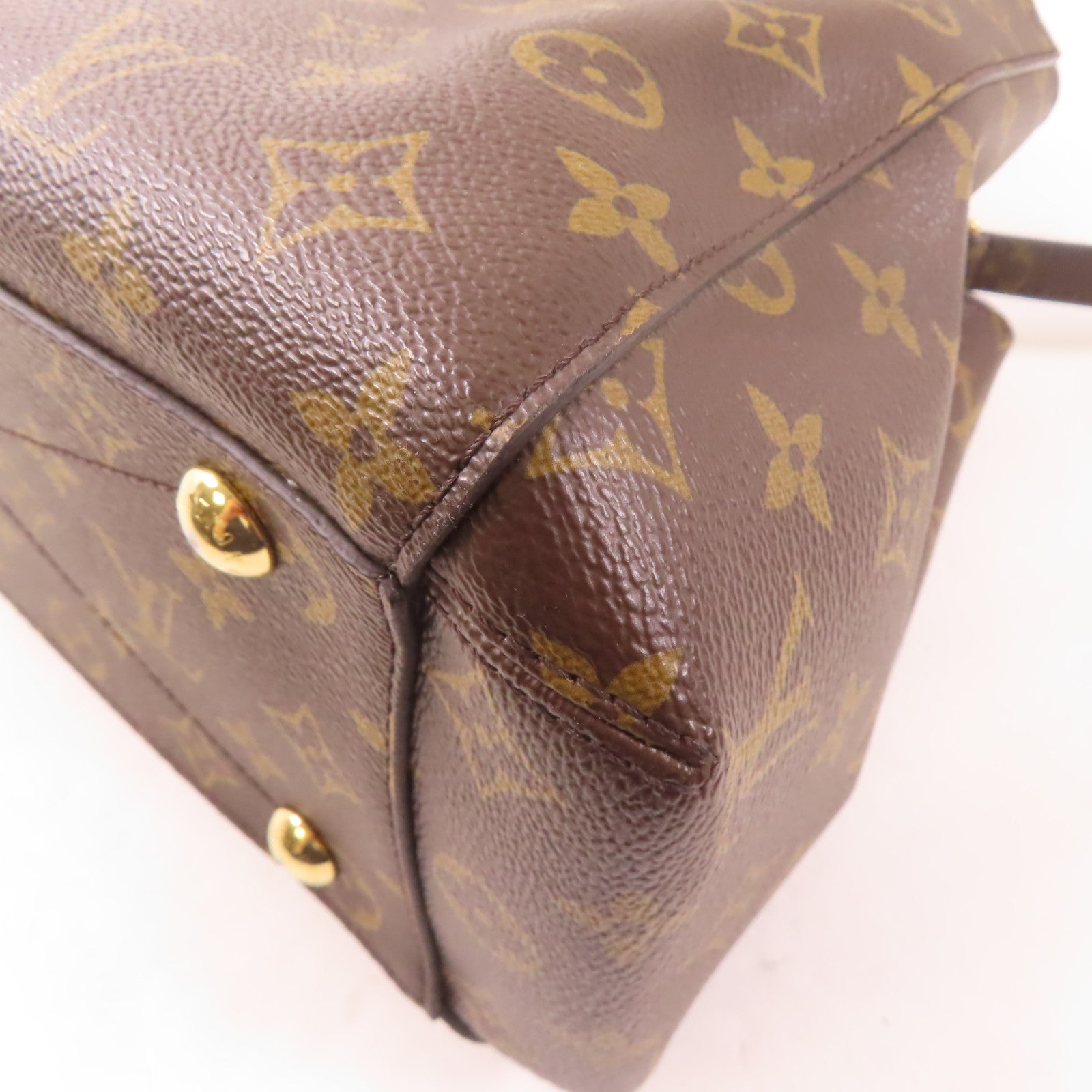 LOUIS VUITTON Monogram Montaigne金扣手挽肩背兩用袋棕色