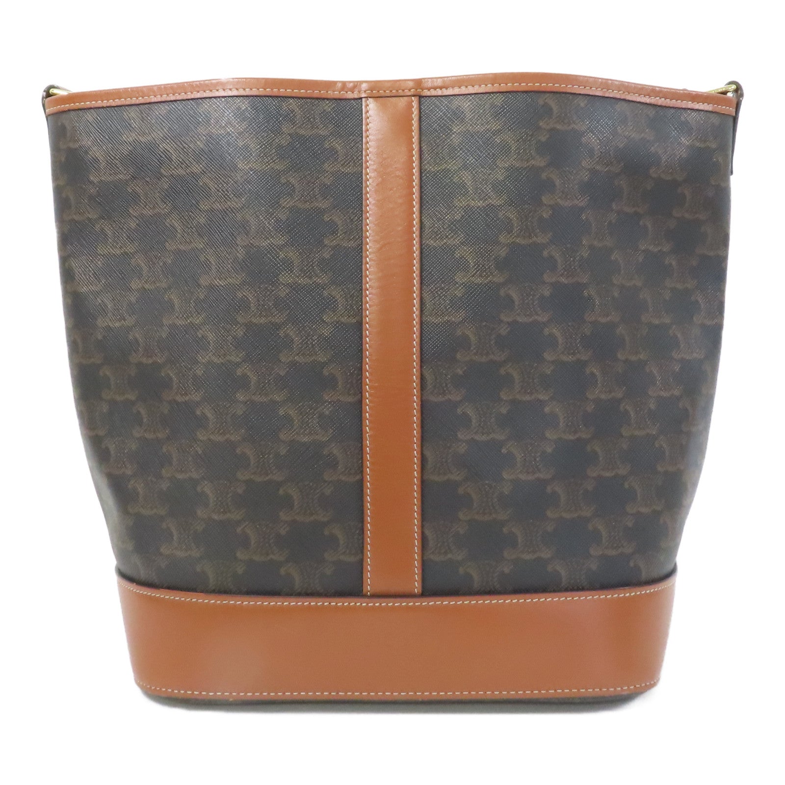 CELINE 塗層帆布帆布Bucket Bag金扣肩背袋啡色