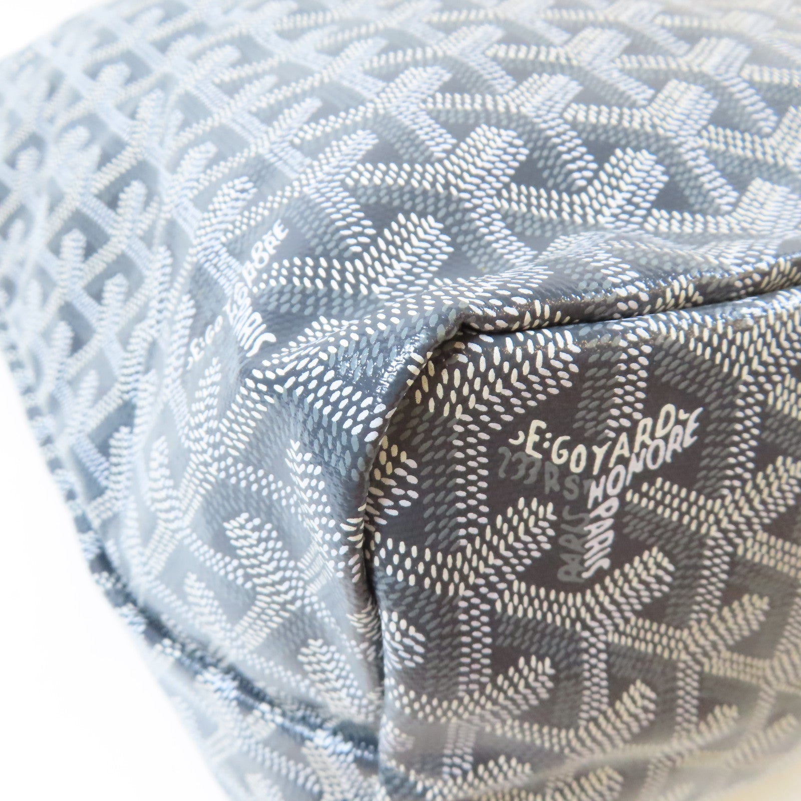 GOYARD 塗層帆布Saint Louis Hulot銀扣手挽袋灰色