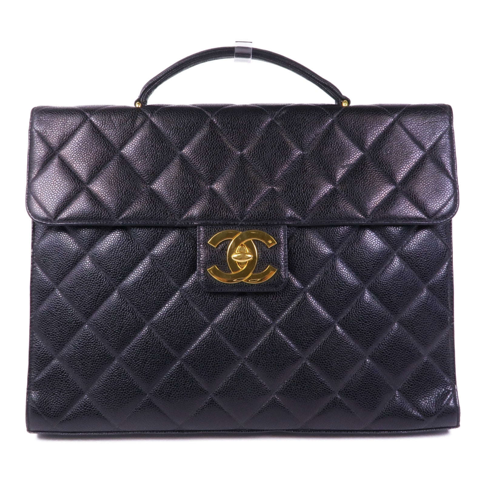 CHANEL 牛皮皮革Vintage Briefcase金扣手挽袋