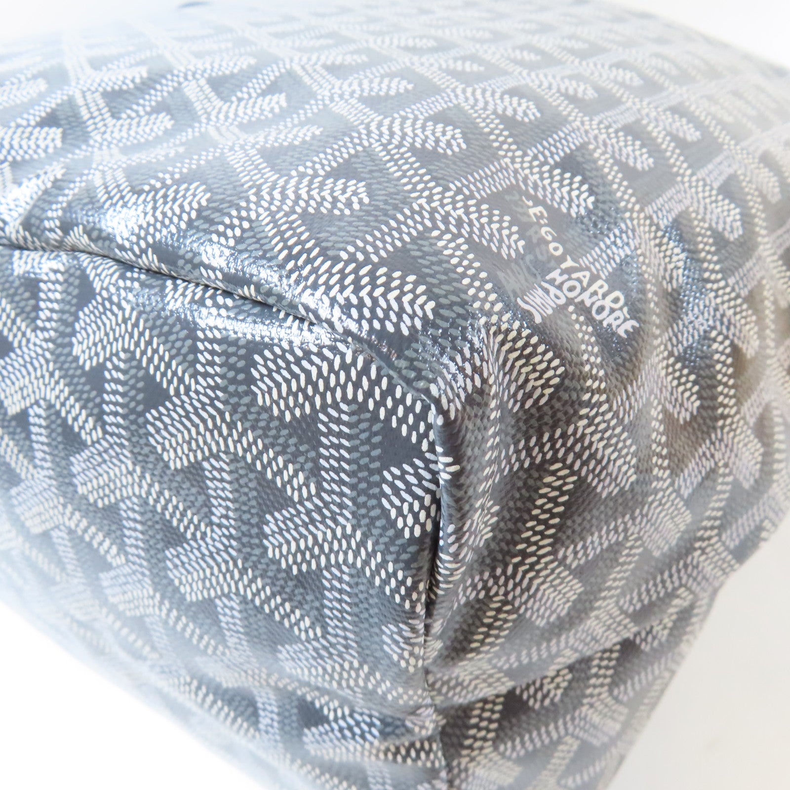 GOYARD 塗層帆布Saint Louis Hulot銀扣手挽袋灰色