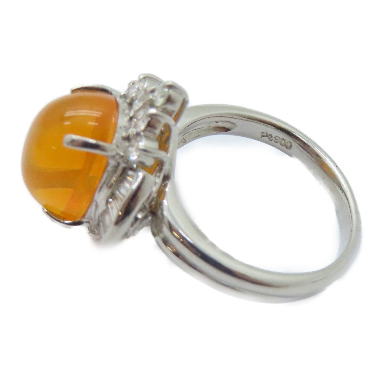 JEWELRY PT900鉑金Opal Diamond Ring 3.438ct蛋白石/0.52ct鑚石戒指US#5.5