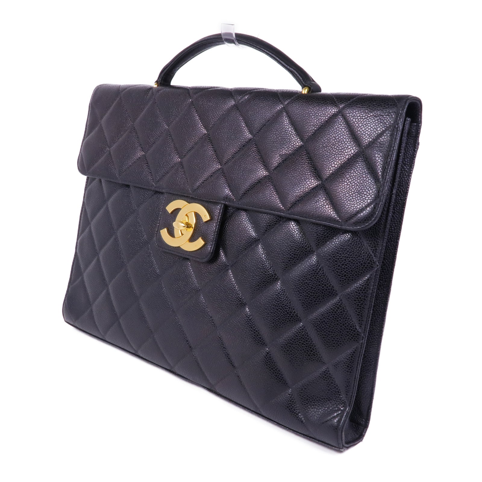 CHANEL 牛皮皮革Vintage Briefcase金扣手挽袋