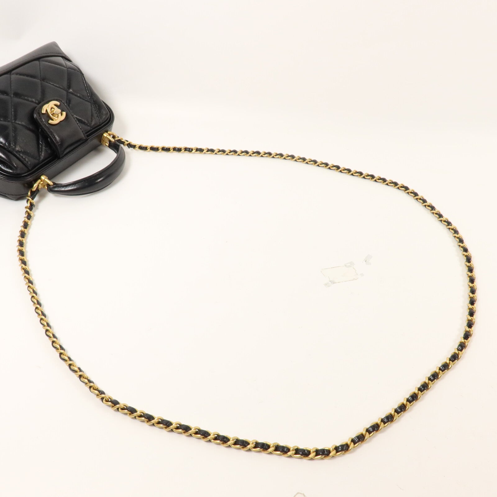 CHANEL 牛皮皮革Mini Bag With Top Handle鏈帶手挽肩背兩用袋