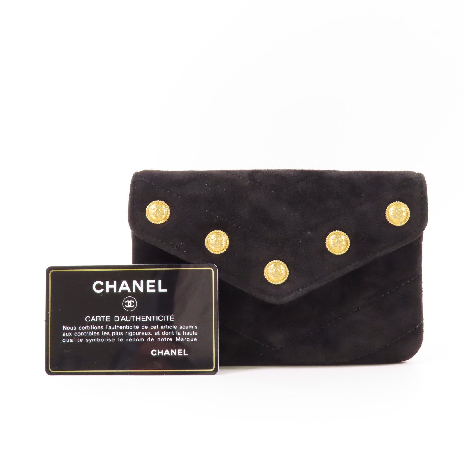 CHANEL 麂皮皮革Wallet金扣錢包