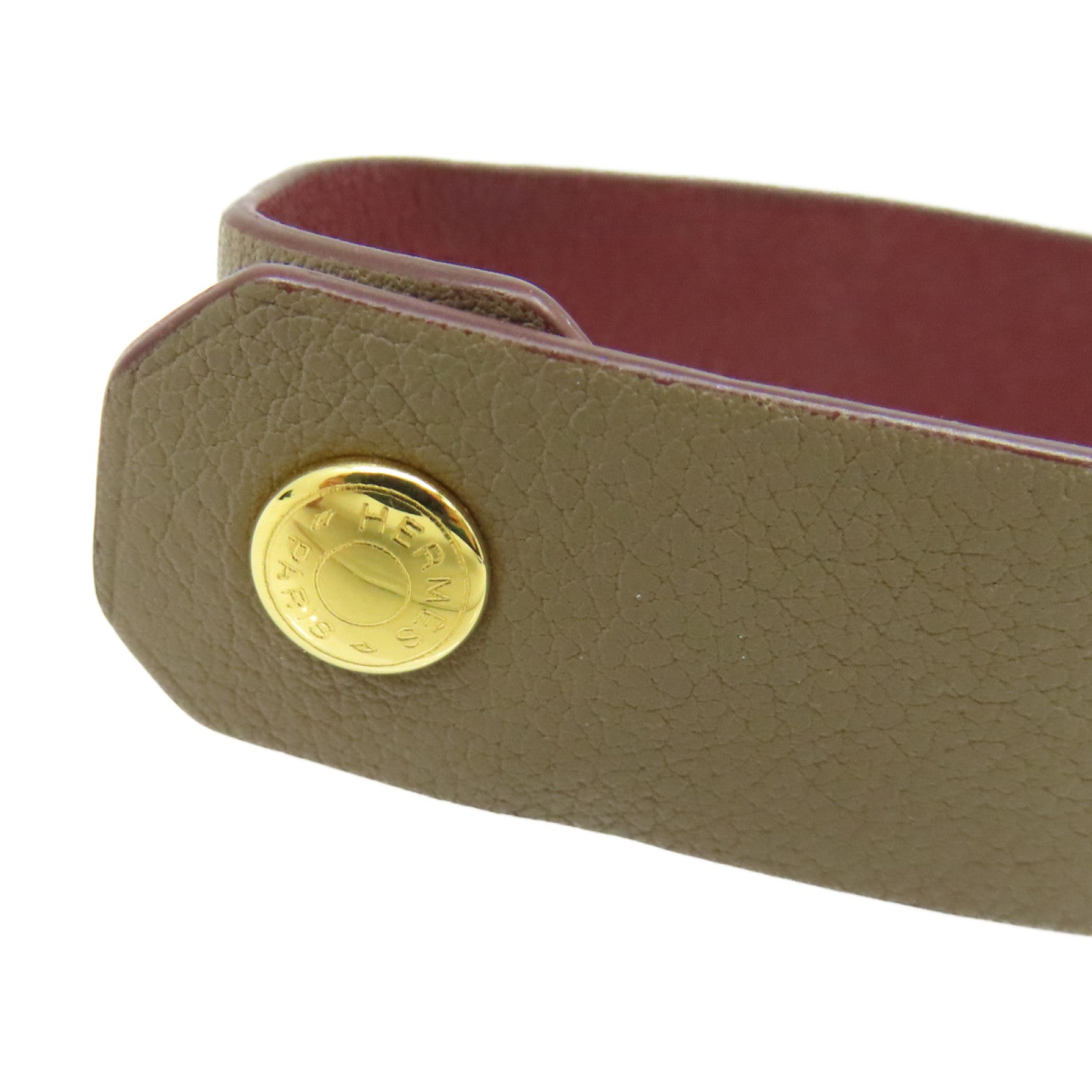 HERMES 【激減優惠】Swift皮革Bracelet金扣手鏈Etoupe大象灰色