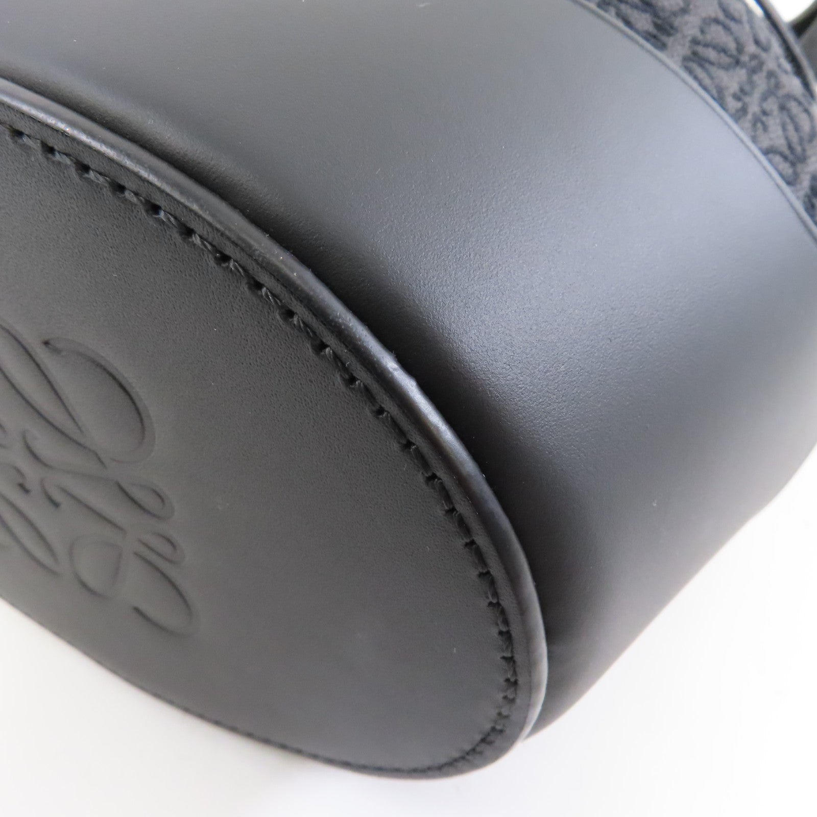 LOEWE 帆布/牛皮皮革Nano Balloon金扣手挽肩背兩用袋黑色