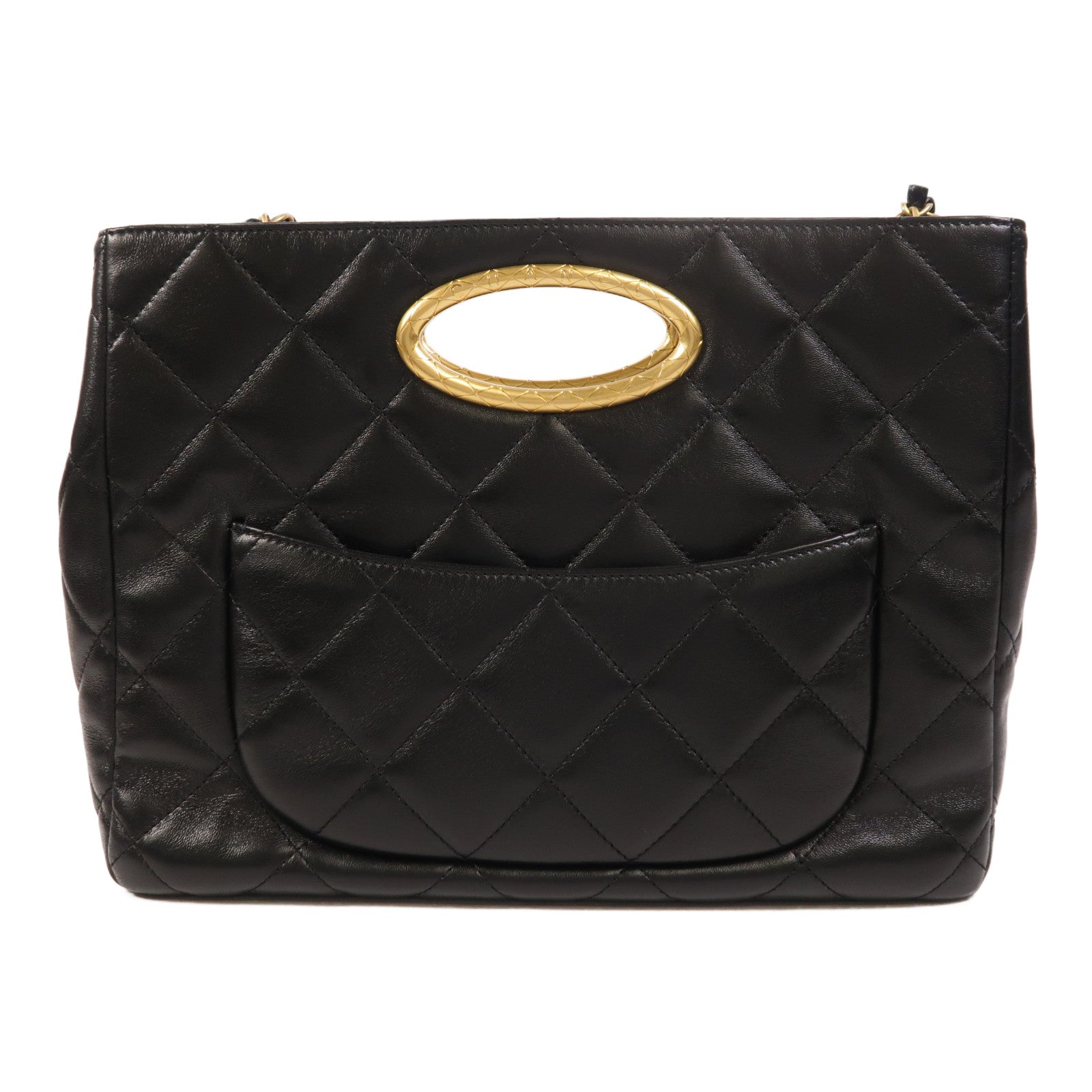 CHANEL 羊皮皮革2 Way Shoulder金扣手挽肩背兩用袋